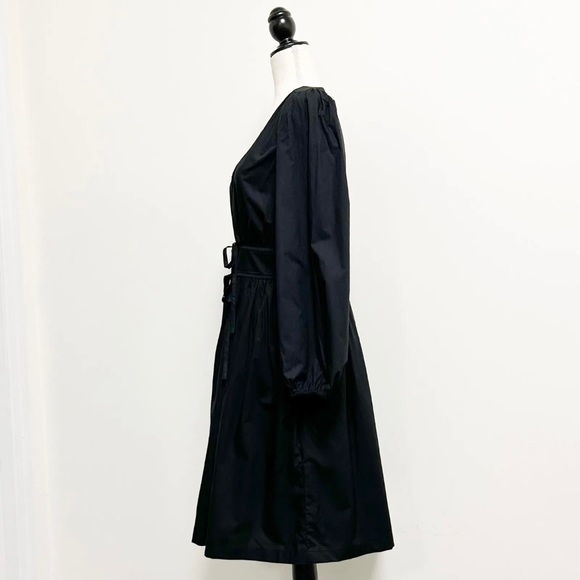 J Crew Black V Neck Long Puff Sleeve Pleated Bows Gretchen Dress 4T 4 Tall NWT - Picture 4 of 10